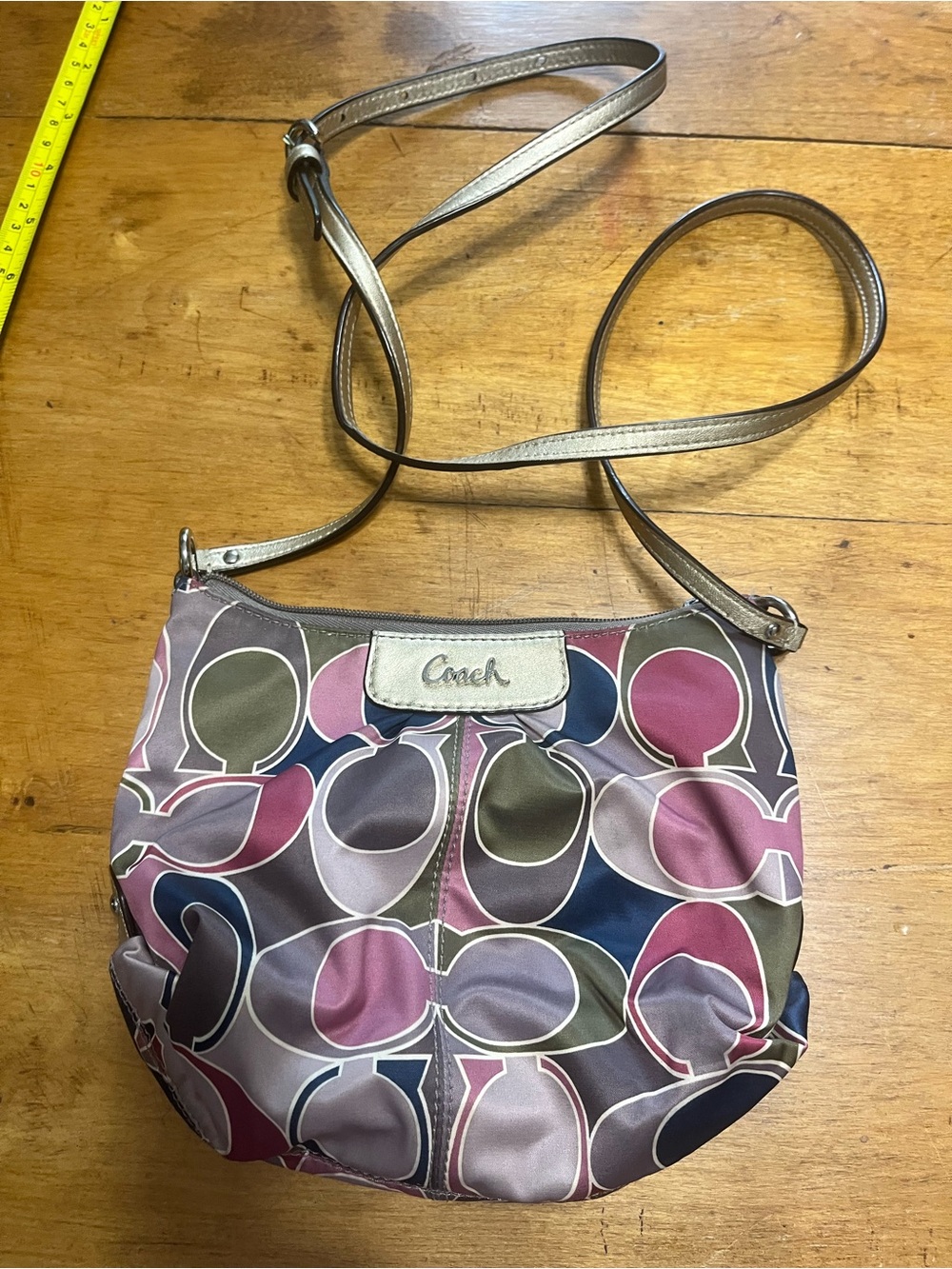 Coach Multicolor Signature Crossbody in Pink, Olive, Navy & Gray